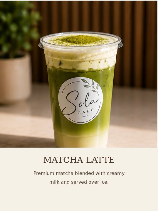 Matcha Latte at Sola Cafe and Deli