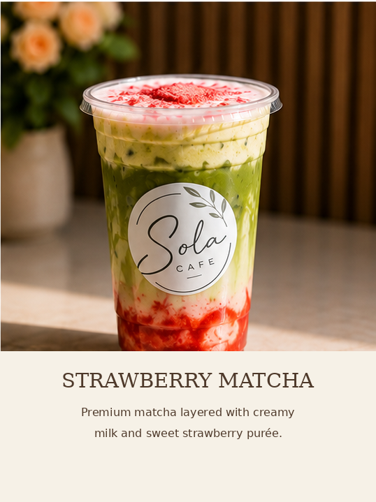 Strawberry Matcha at Sola Cafe and Deli